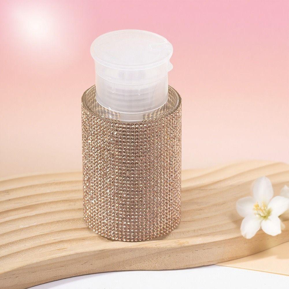 Sparkling Press Type Storage Bottle Creative Nail Polish Remover Container Manicure Tools