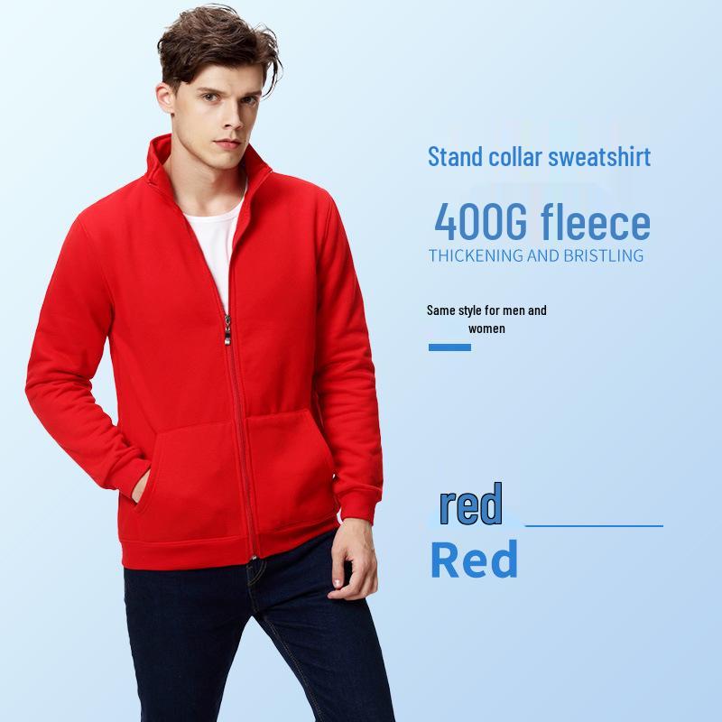 Custom Long Sleeve Cotton Zipper Sweatshirt Jacket with Turn-Down Collar and Logo for Corporate Culture