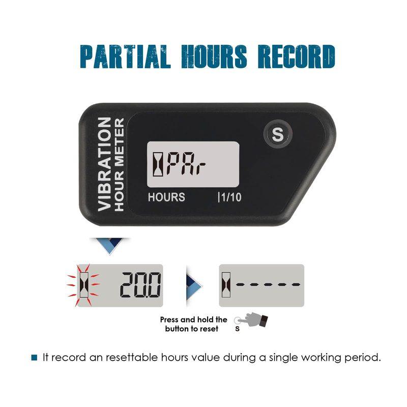 Digital Wireless Vibration Hour Meter For Chainsaw Pit Bike Dirt Quad Bicycle Lawn Mower Snowmobile ATV Marine Motorcycle Jet