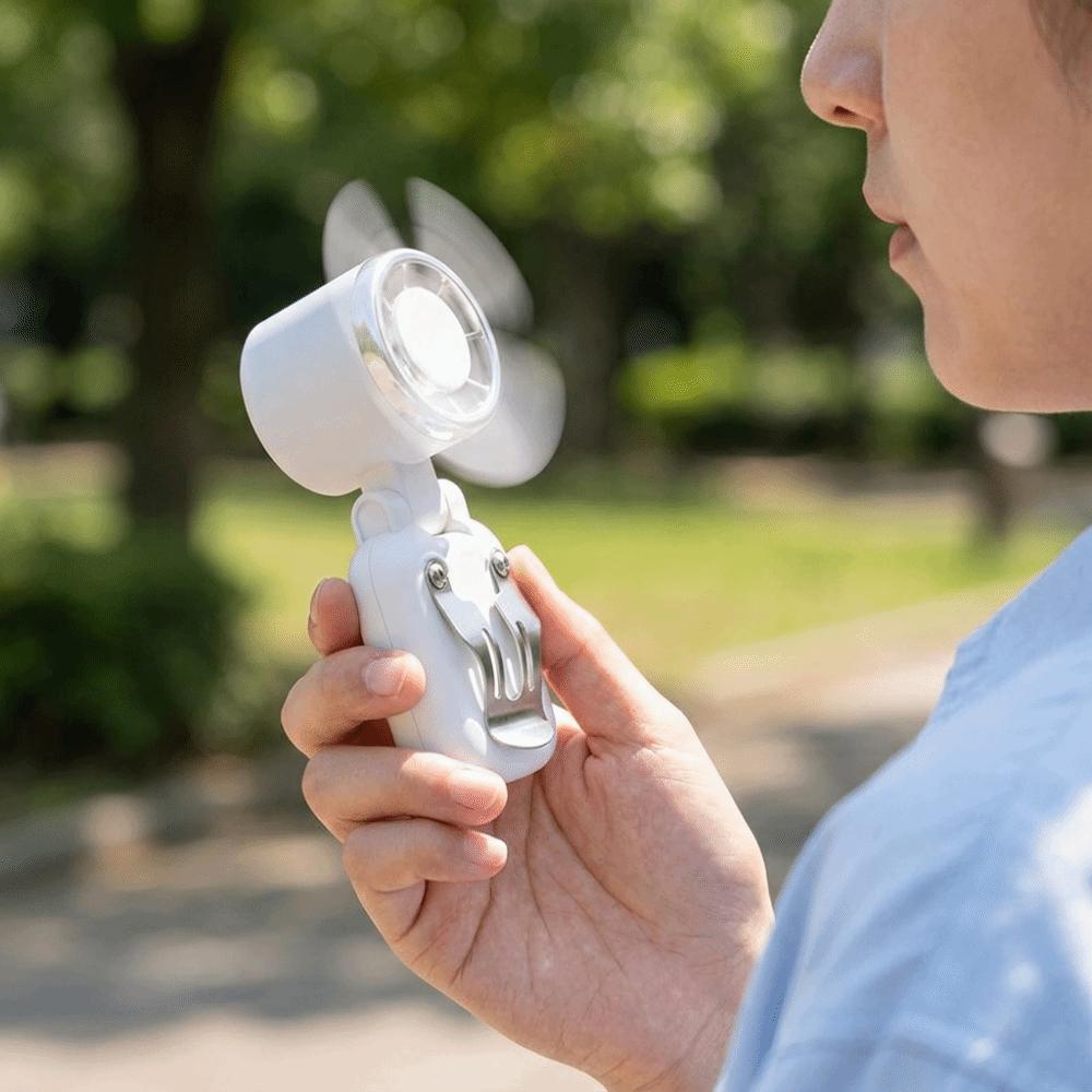 Foldable Lightweight Body Mini Cooling Fan Long Lasting Battery Turbine Small Fan Home Use