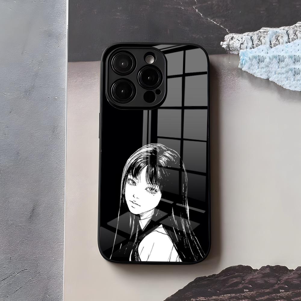 Чехол для телефона I-Ito J-Junji T-Tomie для IPhone 17 Air 16 E Pro Max 15 14 13 Mini 12 Pro 11 Max Plus Черная стеклянная крышка