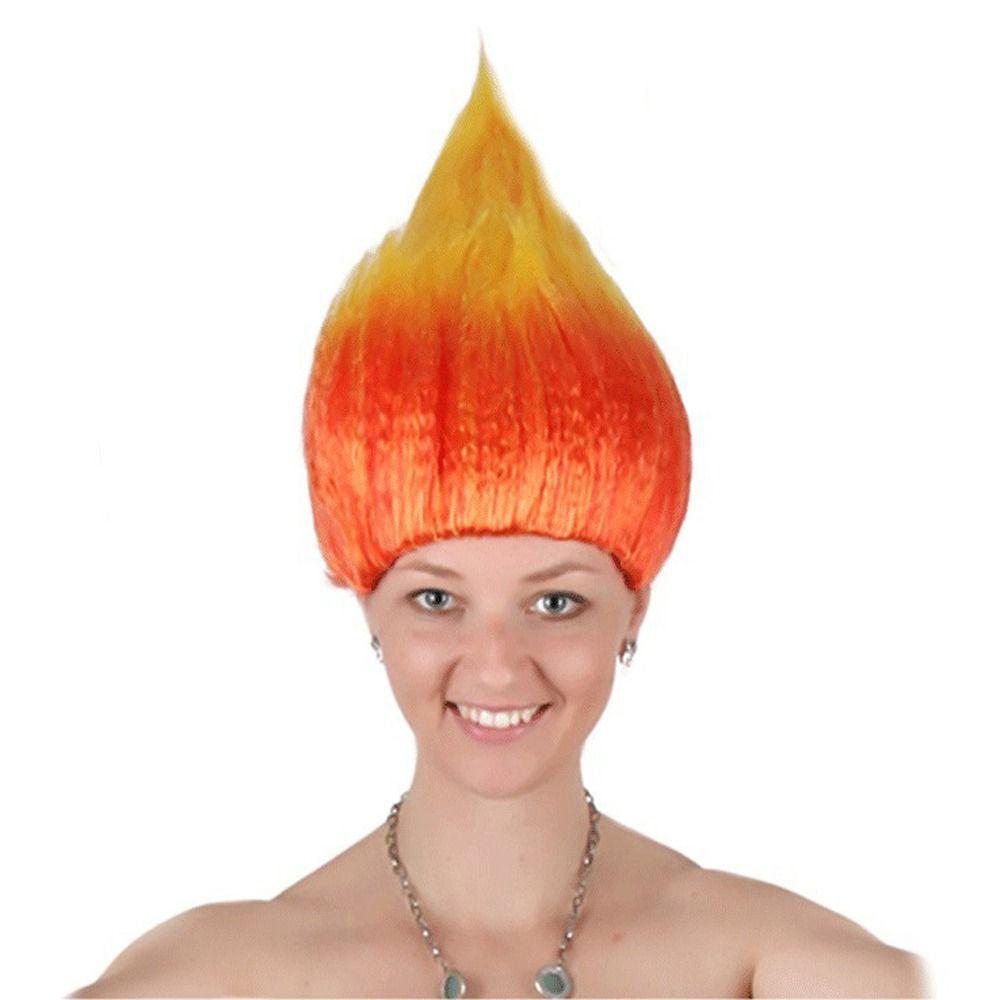 Synthetic Troll Wig Flame Cosplay Party Wig Carnival Halloween Colored Wig Women