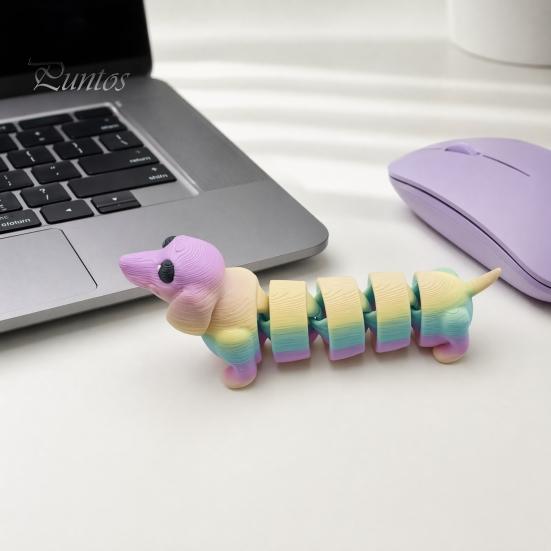 PLA Фигурка собаки, 3D-печатная фигурка таксы, Артикулируемая игрушка-антистресс, Коллекционная фигурка щенка с подвижными суставами, Настольное украшение для дома