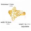 YILUOCD Witchcraft Stainless Steel Open Ring Supernatural Witch Knot Rings For Women Wiccan Cross Protection Amulet Jewelry