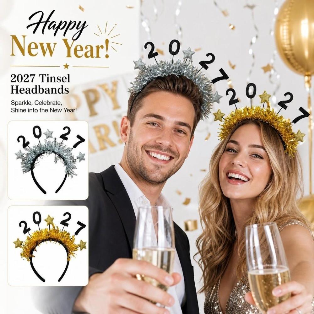 Sequin 2027 New Year Headband Sweet 2027 Number Hair Hoop Star Strip Headwear Countdown Photos