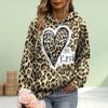 Womens Fashion Leopard Print Love Print Loose Hoodie Tops Blouse Sweatshirt Casual Long Sleeve Pullover Tops