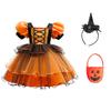 Детский Хэллоуинский Косплей 2025: Оранжевое платье-костюм тыквы для маленькой ведьмы