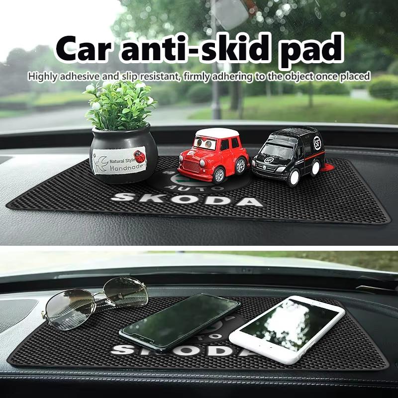1Pcs PVC Car Dashboard Anti Slip Mat Silicone Pad For Skoda Octavia Superb MJ24 RAPID FABIA KAMIQ KAROQ KODIAQ YETI