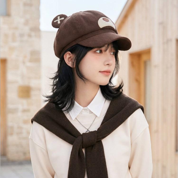 Autumn and winter versatile hat female bear warm baseball cap princess sweet cartoon bear hat