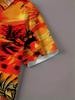 Men's Retro Hawaiian Floral Print Short Sleeve Shirt- Retro Tropical Beach Casual Collar, Lightweight Breathable Polyester Fiber, Vibrant Palm Tree