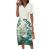 Пляжные платья для женщин, весна-лето, элегантное платье с запахом и V-образным вырезом в стиле бохо, струящееся гавайское платье макси с рюшами