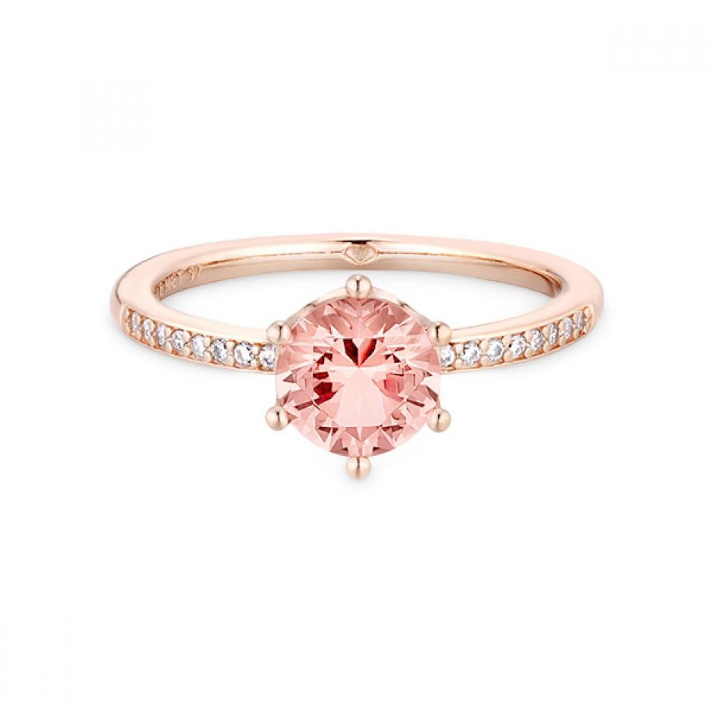 Pandora 188289c01 Moment Sparkling Pink Solitaire Rose Ring