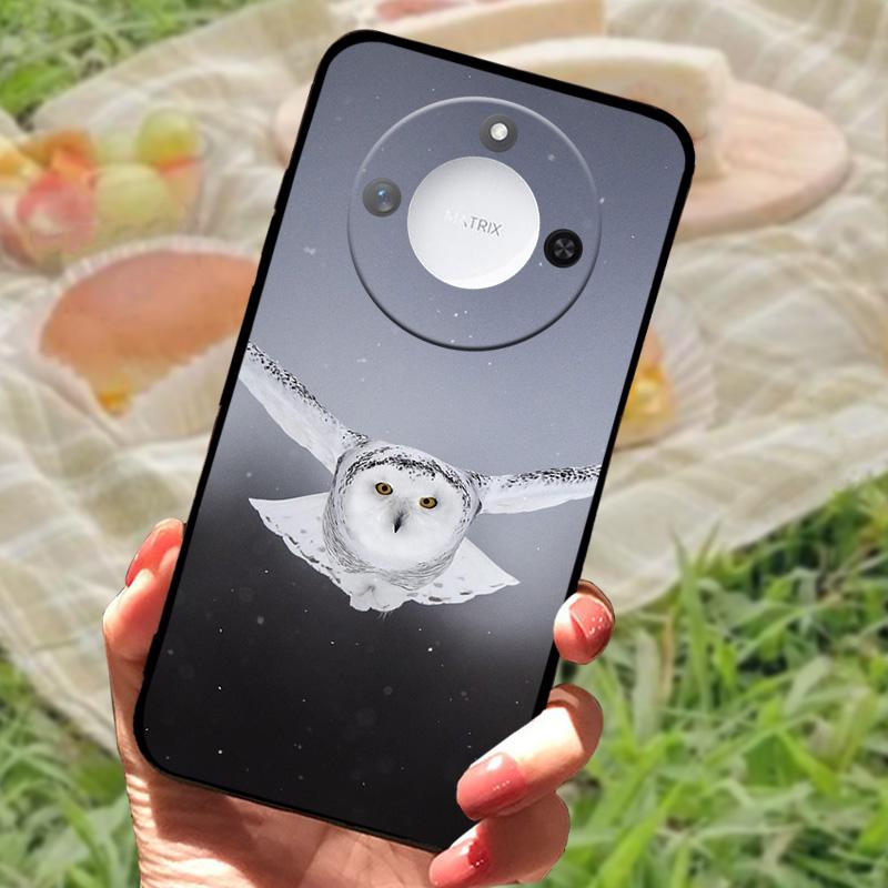 For Huawei Honor X60 Case Flowers Painted Cover Black Silicone Soft TPU Phone Case For Honor X60 Protective Shell Bumper