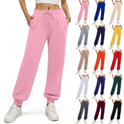 Женские брюки с эластичной талией и манжетами, летние брюки свободного кроя для пеших прогулок, джоггеры с карманом
