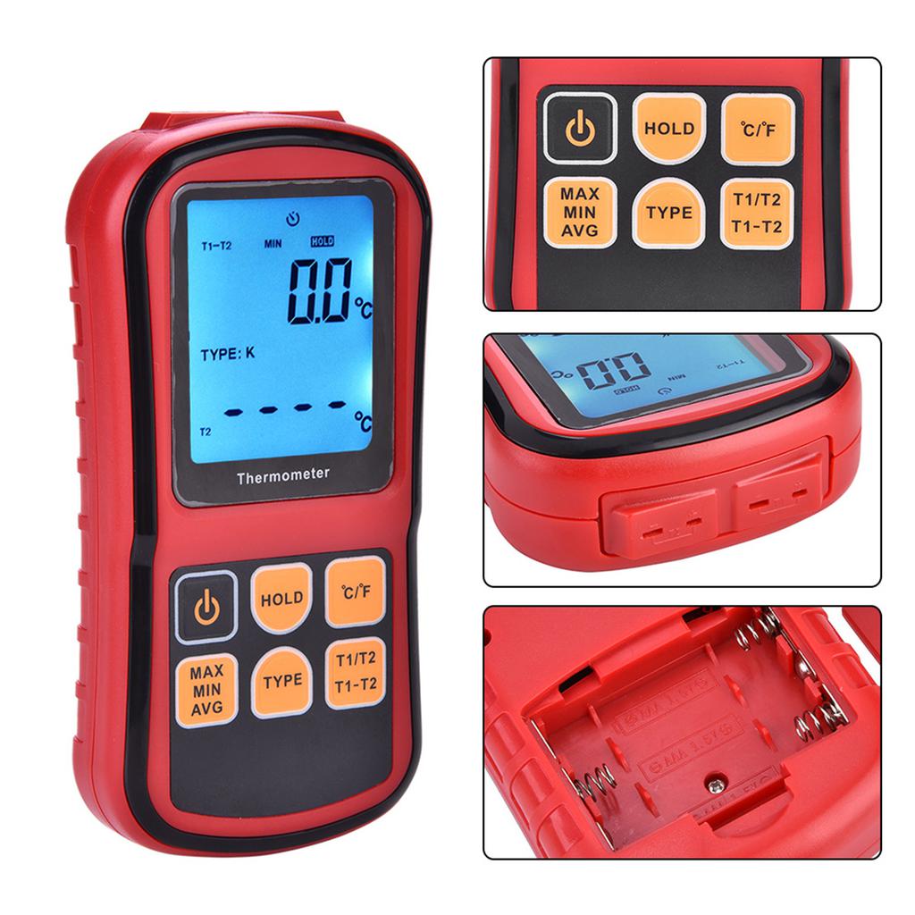 GM1312 Digital Thermometer Dual channel LCD Display Temperature Meter