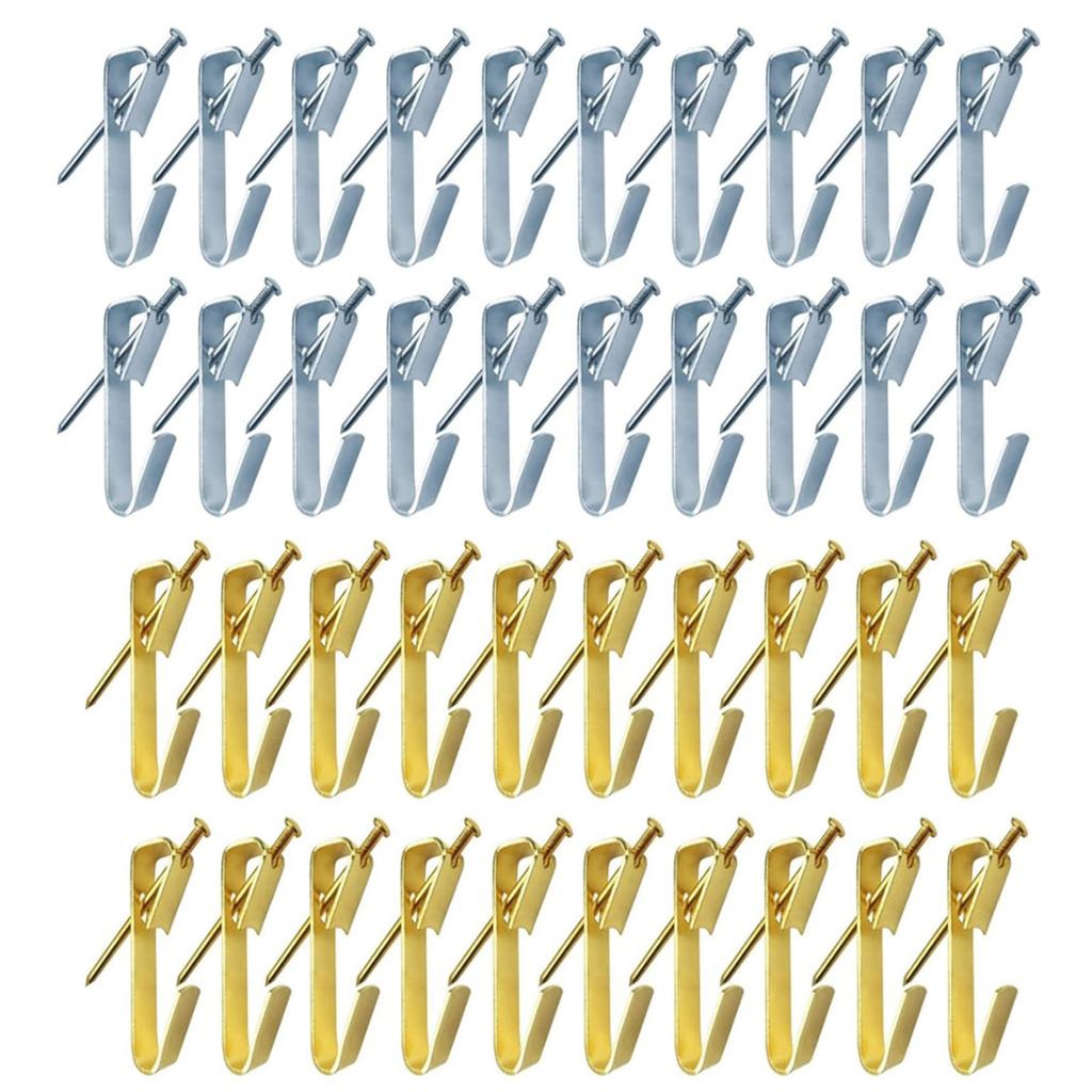 40Pcs Metal Picture Hangers with Nails Heavy Duty Picture Hanging Hooks Hardware Picture Hanging Kits On Wood/Drywall