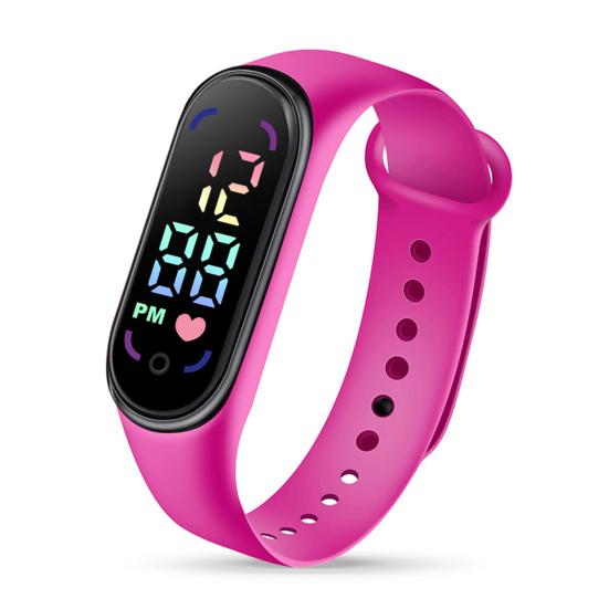 Студенческие детские электронные часы, модный водонепроницаемый спортивный браслет со светодиодным дисплеем, закругленный циферблат, регулируемый силиконовый ремешок, цифровые детские часы