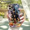 Phone Case: 2D flat design suitable for iPhone 18 17 16 15 14 13 Pro protective case, Halloween small castle, perfect holiday gift for Christmas and H
