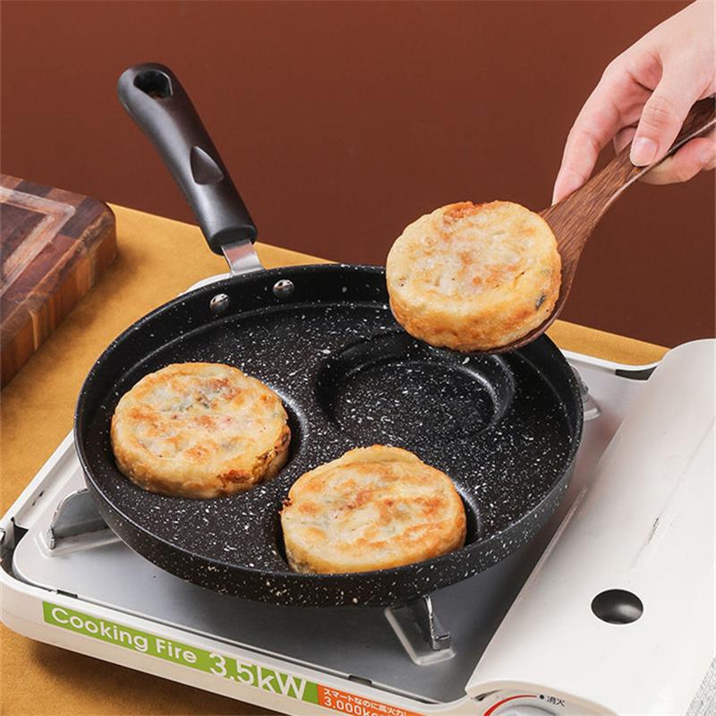 3/4 Hole Omelet Frying Pan Thickened Non Stick Egg Pancake Steak Cooking Pot Hamburger Bread Breakfast Maker Induction Cooker