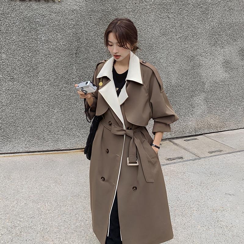 Комплект ретро-тренчкота для женщин весна-осень новое корейское длинное пальто