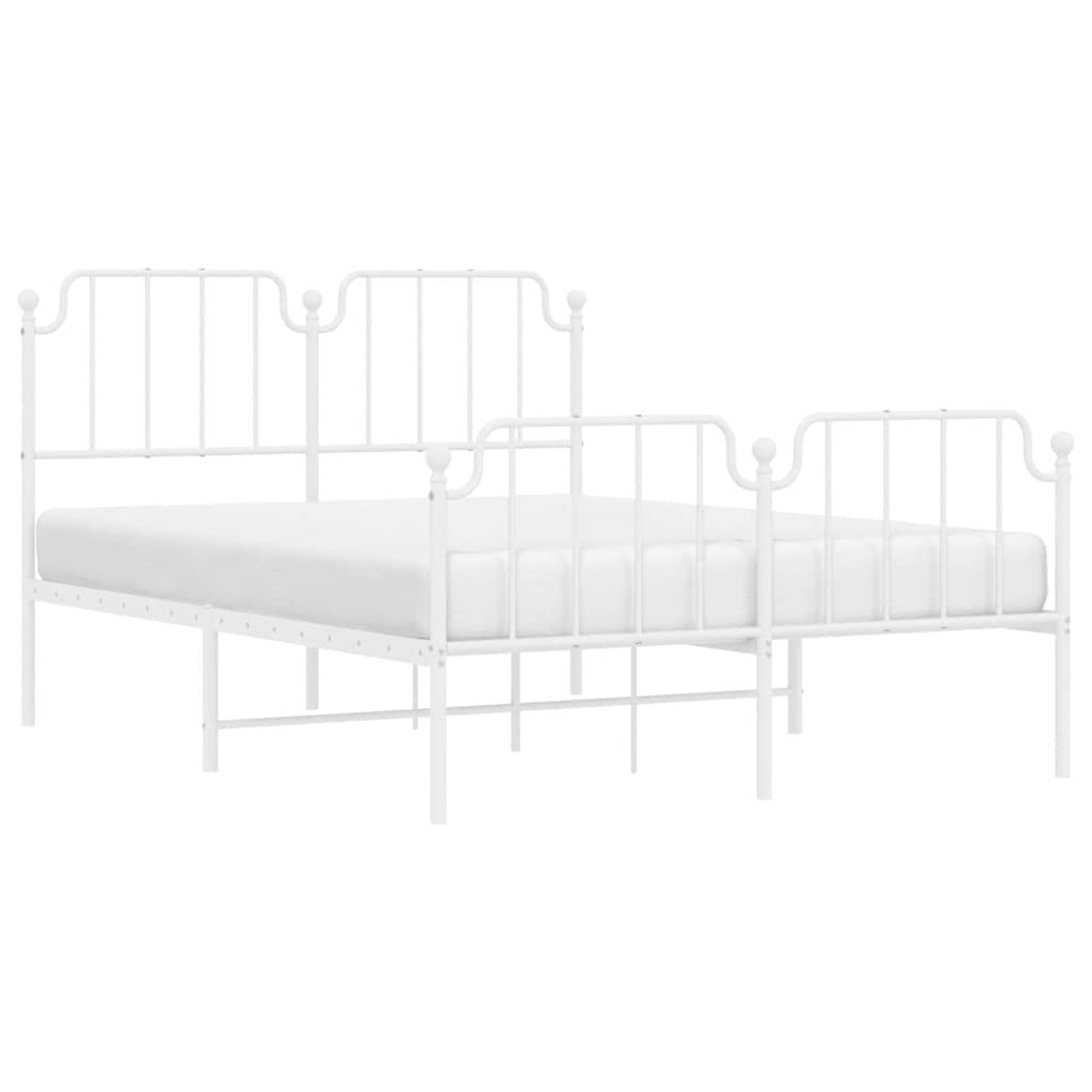Bed Frame with Headboard and Footboard Metal White 135x190 cm