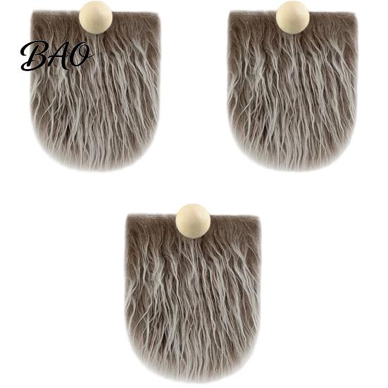 Soft Artificial Fur for Crafts 3Pcs DIY Gnome Beards with Wooden Ball Noses, Plush Beard, Creative Crafting Materials Faux Dwarf Beard Handmade