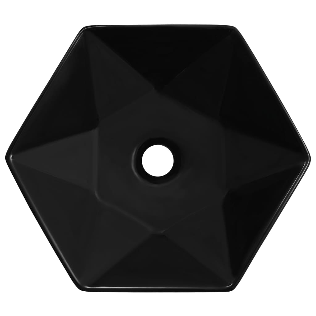 Wash Basin 41 x 36.5 x 12 cm Ceramic Black