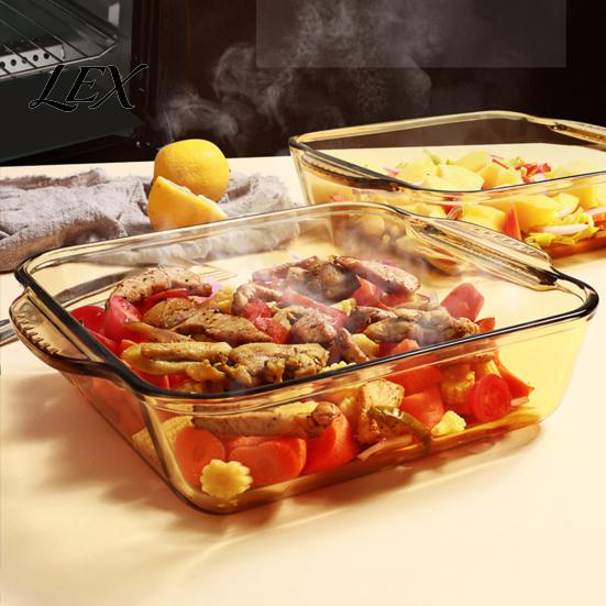 Heat Insulated Pan 2L Glass Baking Dish, Square Dishes for Oven, Versatile Serving Plate Dinner Tempered Casserole Dish Brownies Meatloaf Desserts