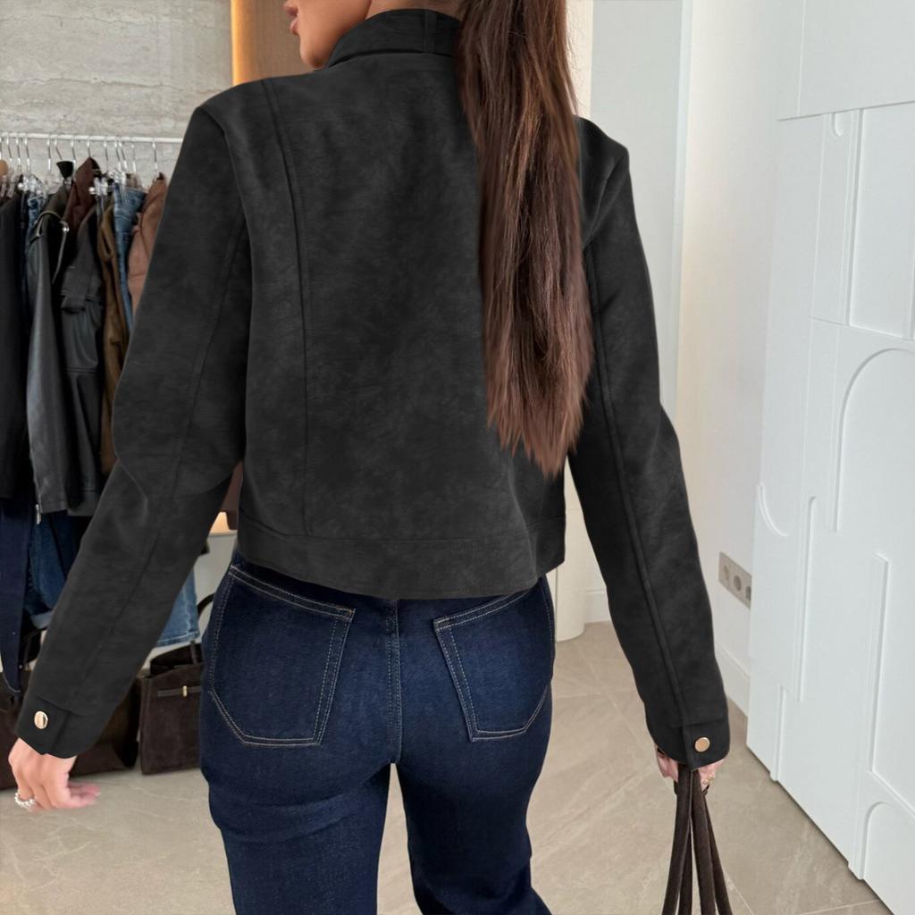 Женская мода однотонные топы куртка с длинным рукавом на молнии пальто