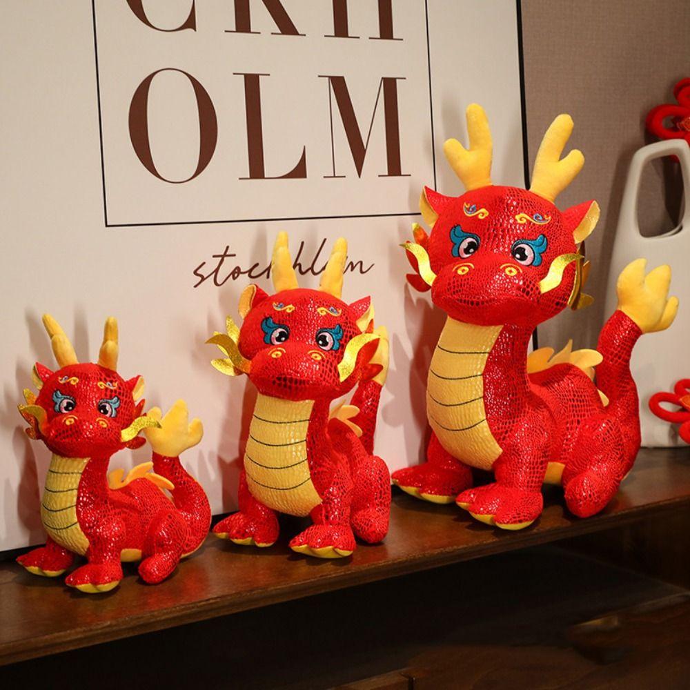 Мультяшный китайский дракон, талисман, плюшевый, набивной дракон, плюшевые игрушки, счастливая зодиакальная кукла-дракон, Новый год