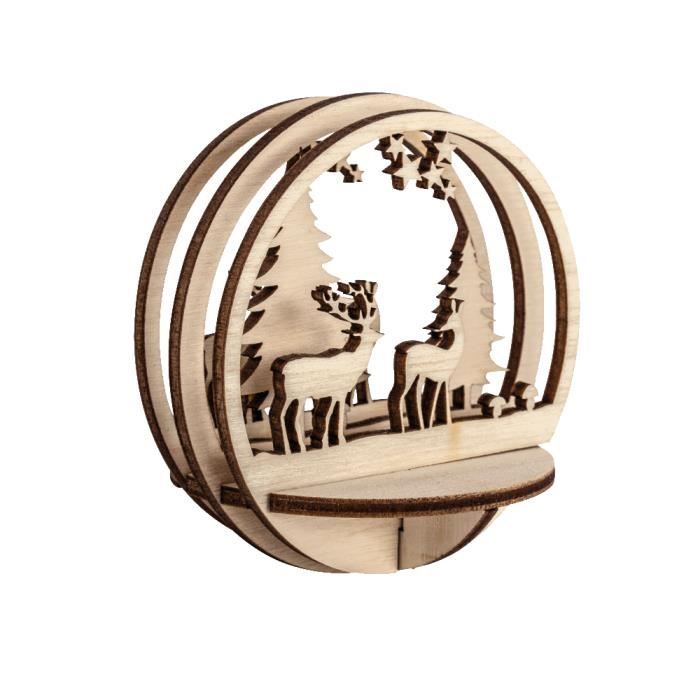 Objet décoratif - Rayher - Décoration en bois Rennes - Ø 8 cm - 5 pièces - Noël