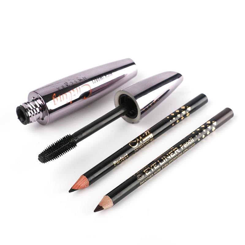Waterproof Anti Sweat Non Smudging Dyeing Long Curling Dense Mascara Eyeliner Black and Coffee
