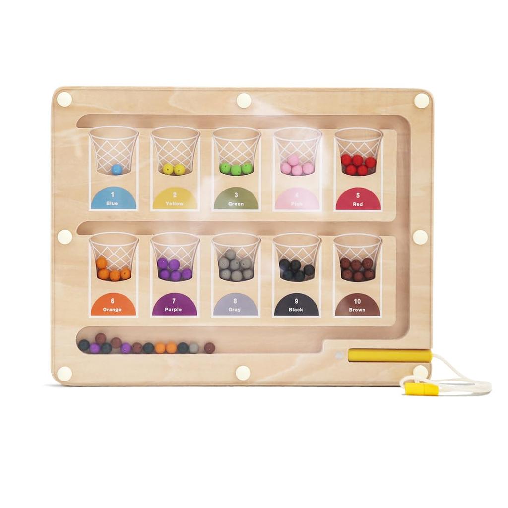 Mamimami Home Maze Wooden Fingertip Color Number Educational Wooden Board 3 Years 4 Years 5 Years Old and Entrance Birthday Gift Board, Magnet, Toy,