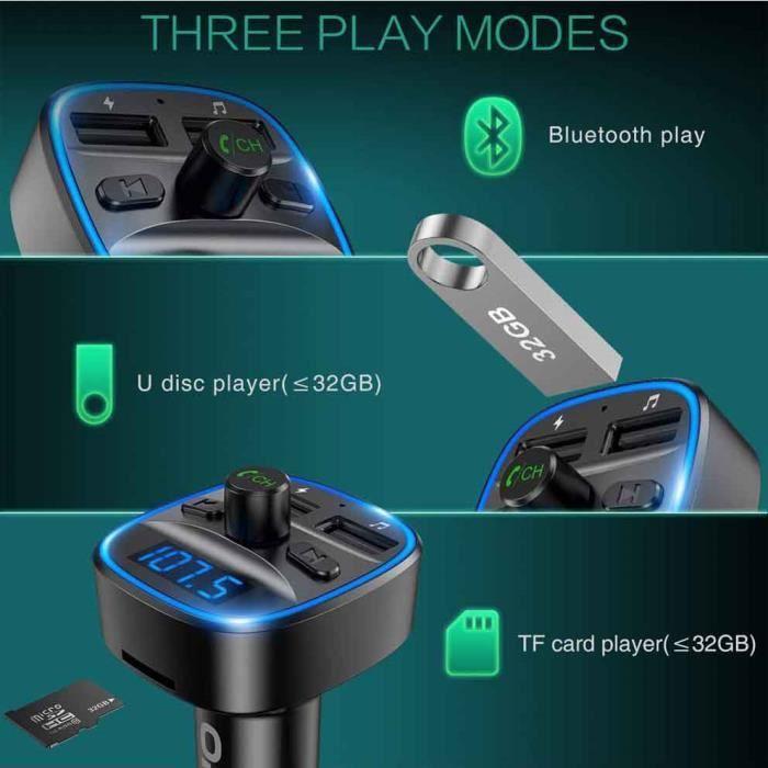 Bluetooth FM Transmitter - FOLAYA - Dual USB Ports - QC3.0 - Hands-Free Calls - LED Display