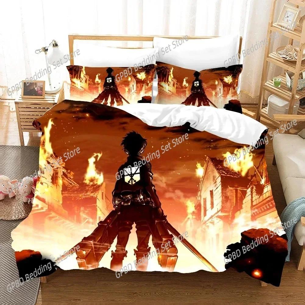 Anime Attack On Titan AOT 3D NEW Duvet Cover Pillowcase Bedding Set Adult Girl Bedroom Decoration Children Single Double Large