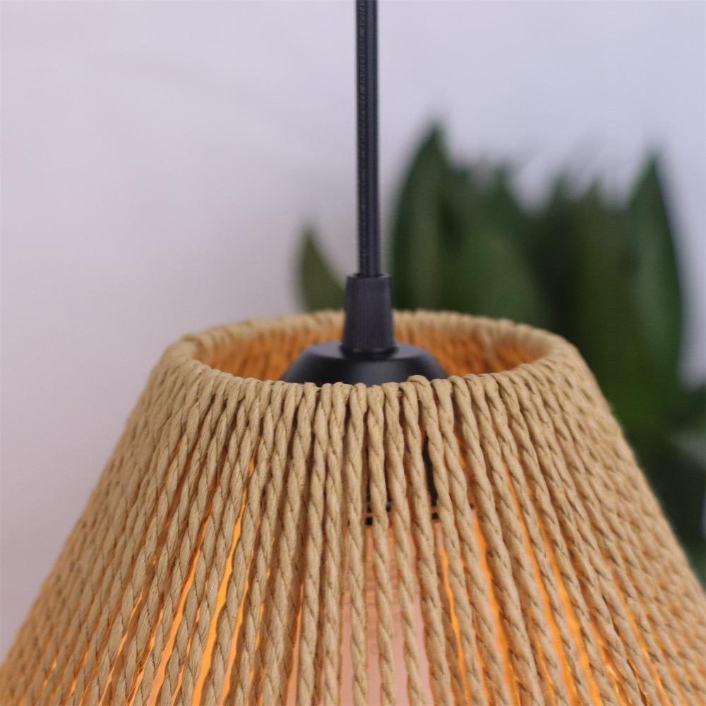 JOYINLED Woven Chandelier Handmade Lampshade Pendant Lighting Fixture Rustic Hanging Lamp for House Living Room Home Dining Room