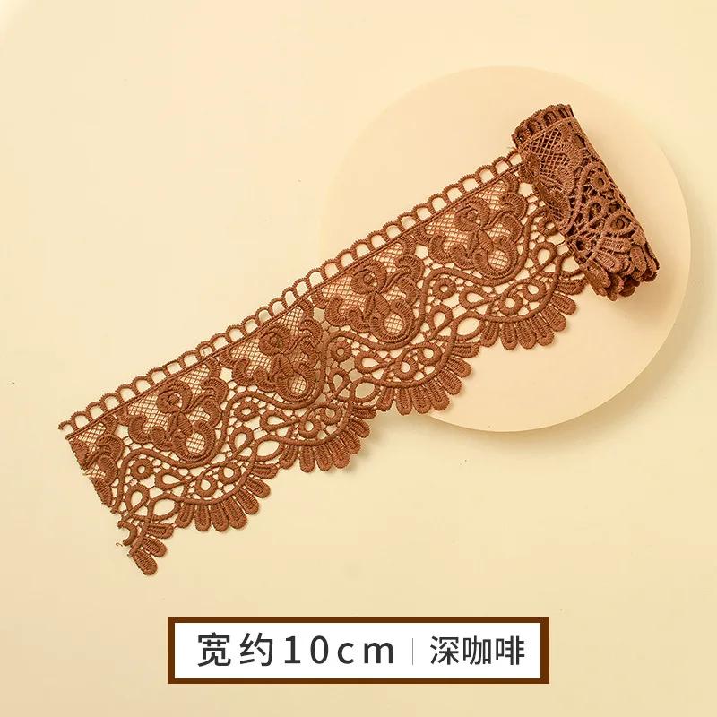 Красочная кружевная лента с цветочной вышивкой и перфорацией для шитья одежды своими руками, ширина 10 см, ручная работа, водорастворимая кружевная тесьма