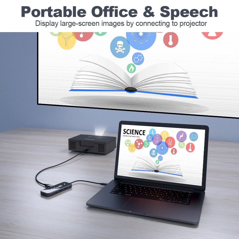 QGeeM 8 портов USB C Hub для Macbook Pro Air Type C Hub 3,0 Адаптер TF SD 3,5 мм PD Aux HDMI Type C Hub для iPad Pro ПК Разветвитель док-станции