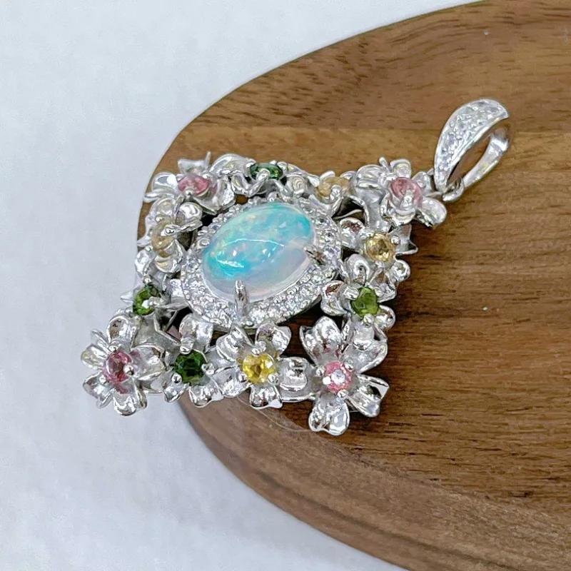 Sace Gems Сертифицированное ожерелье из стерлингового серебра 925 пробы с натуральным опалом 6*8 мм для женщин, помолвки, коктейльной вечеринки, ювелирные украшения