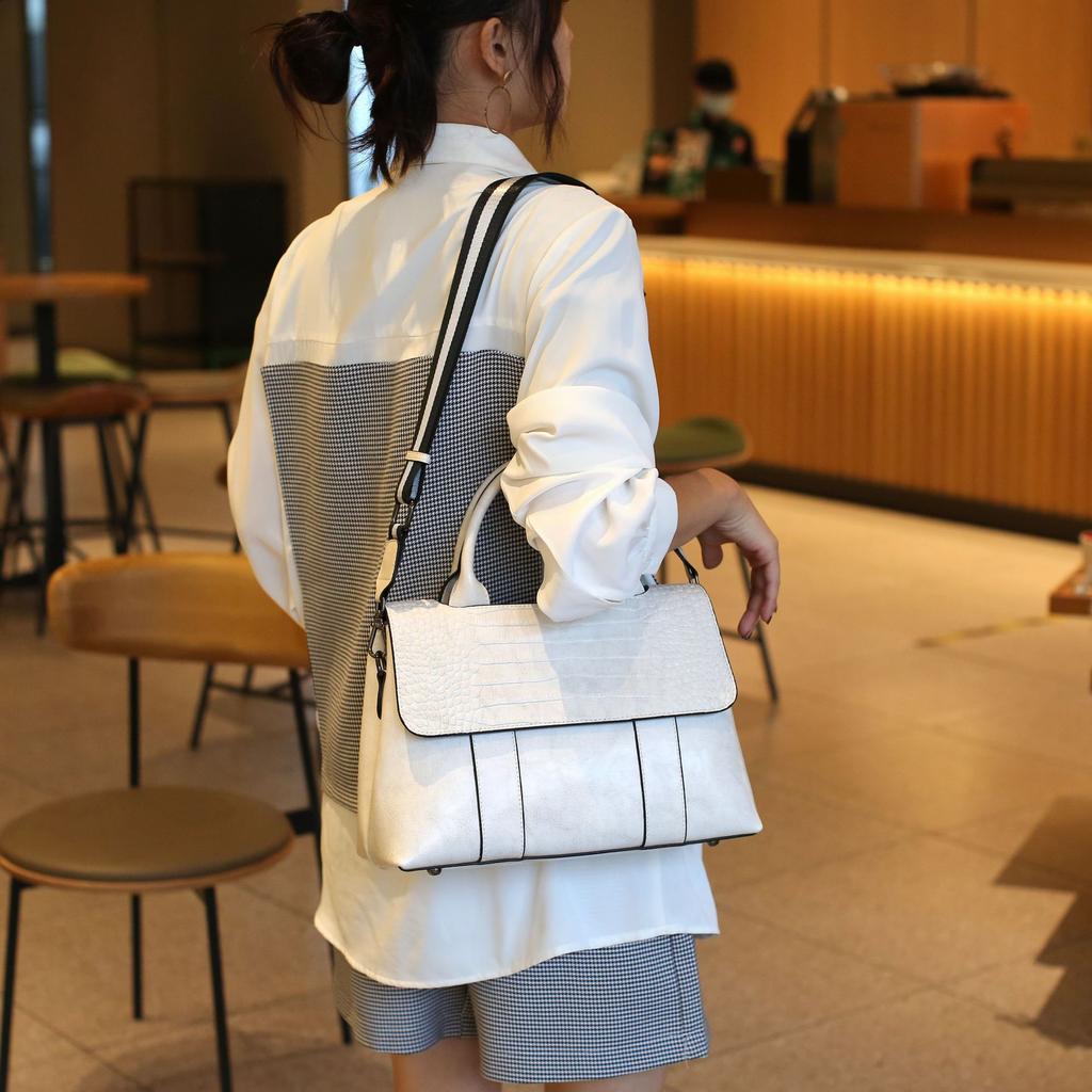 Сумка из натуральной кожи, женская сумка премиум-класса, большая вместимость, крокодиловый принт, сумка через плечо для женщин