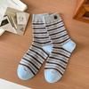 Vintage Striped Button-Embellished Socks Boneless Mid-Leg Socks Are Trendy And Wear Versatile Stacks Of Socks