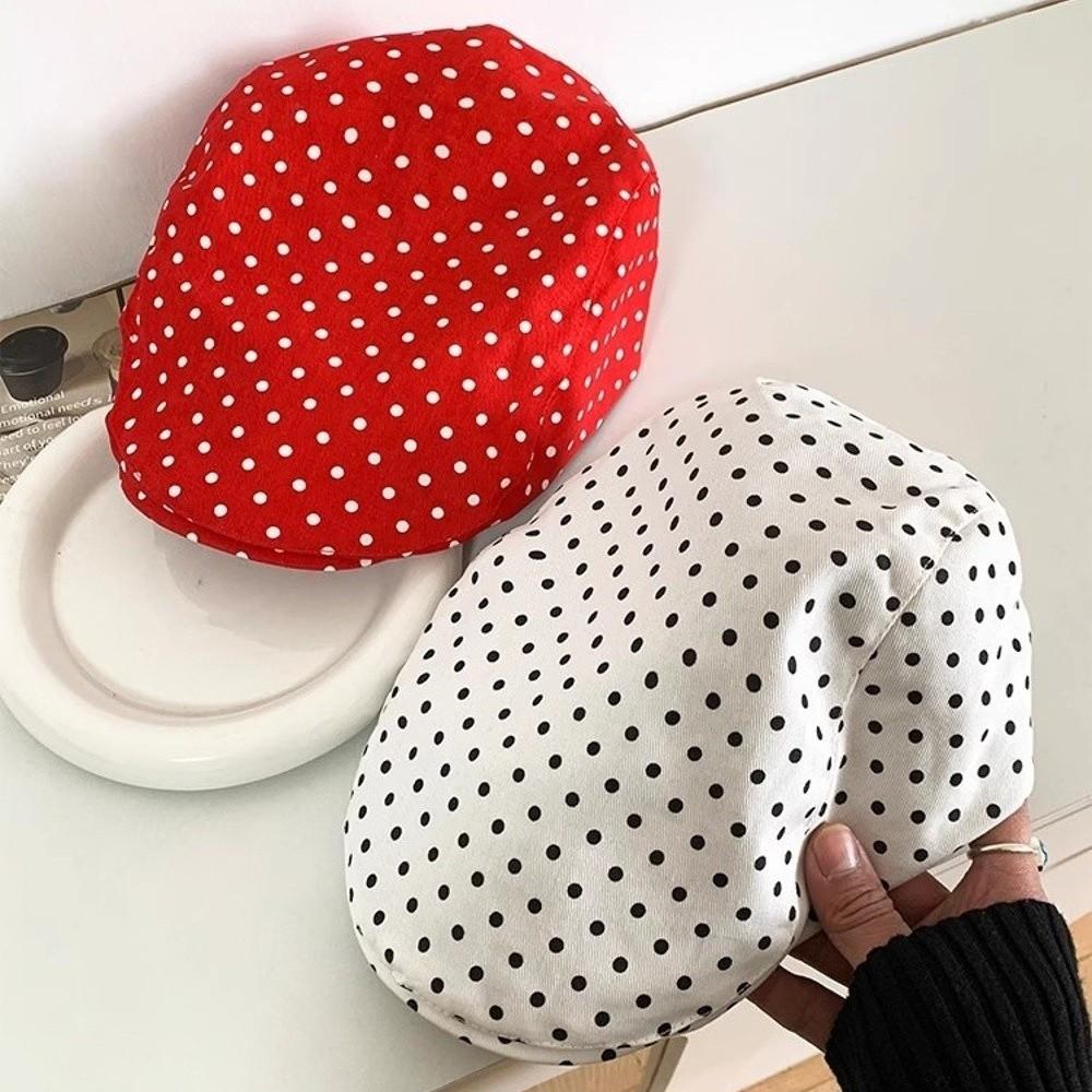 Retro Polka Dot Print Hats Adjustable Elasticity Forward Hats Fashion Berets Cap  for Women