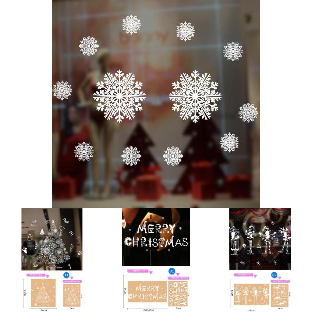 Счастливого Рождества Наклейки на окна с многоразовыми дизайнами Санты для домашнего декора