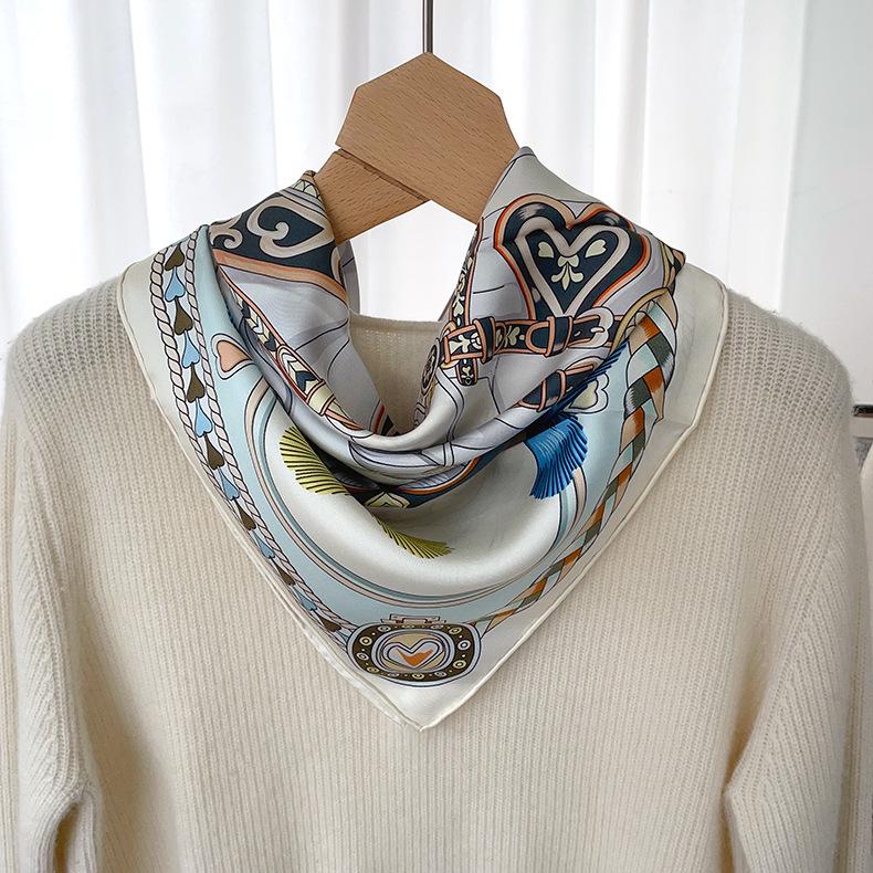 Elegant Thickened Mulberry Silk Twill Scarf/Shawl - Dual-Color Print for Women