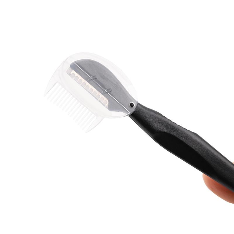 Beauty Tool Black Mesh Small Head Straight Handle With Lid Eyebrow Trimmer