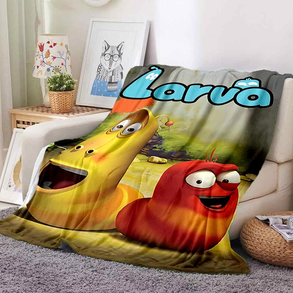 1Pc Larva Adventure Nature Flannel Blanket, Soft And Comfortable, Casual Warm, Camping Travel, Christmas, Halloween Xmas Gift N1204