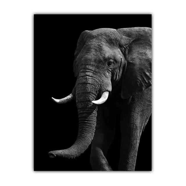 Animal Canvas Painting Elephant Black and White Poster Office Wall Painting Living Room Corridor Home Decoration Mural No Frame