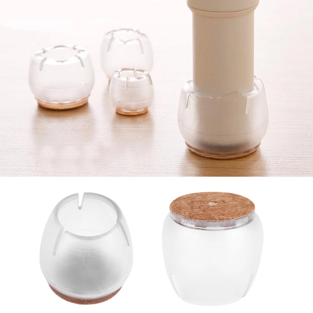 16Pcs Transparent PVC Table Chair Furniture Leg Non Slip Foot Cap Cups Cover Floor Protector