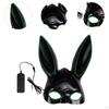 Glowing Bunny Mask Easter Funny Fancy Props Novelty LED Rabbit Long Ears for Holiday