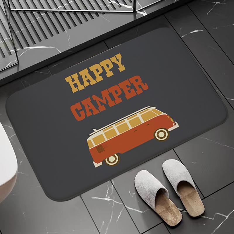 Нескользящий и моющийся кухонный коврик Happy Campers, балкон, прихожая, пол, ковер для ванной, впитывающий коврик для ванной комнаты, молитвенные коврики, коврики